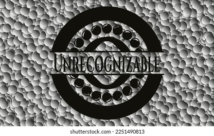 Unrecognizable black emblem with bubbles background. Vector Illustration. Detailed. 