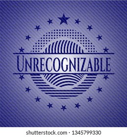 Unrecognizable emblem with jean background