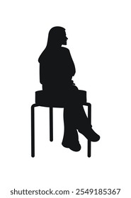 Unrecognizable female silhouette sitting, figure outline