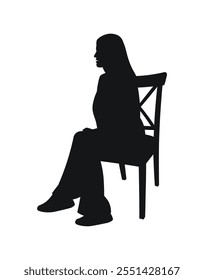 Unrecognizable female silhouette sitting, figure outline