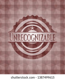 Unrecognizable red badge with geometric background. Seamless.