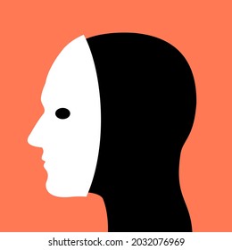 Unrecognizable and unidentifiable human and person because of covering and mask over face and head. Vector illustration.