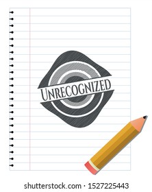 Unrecognized emblem with pencil effect. Vector Illustration. Detailed.