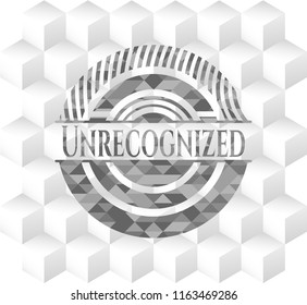 Unrecognized grey emblem with cube white background