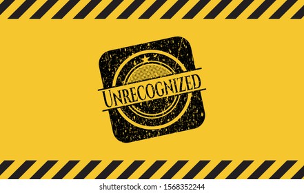 Unrecognized grunge warning sign emblem. Vector Illustration. Detailed.
