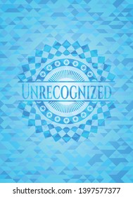Unrecognized realistic light blue emblem. Mosaic background