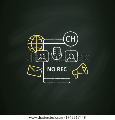 Unrecorded conversation chalk icon. Private dialogue. Conversations are not recorded. Communication concept. Isolated vector illustration on chalkboard 