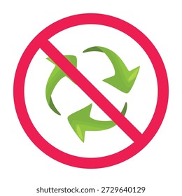 Unrecyclable icon vector, non recyclable vector icon, no recycling sign, recycling prohibited symbol, vector illustration
