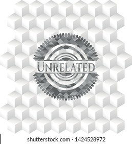 Unrelated grey badge with geometric cube white background