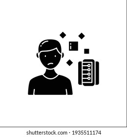 Unrelated Information glyph icon. Pieces of unrelated info. Contamination information space supply with irrelevant info.Filled flat sign. Isolated silhouette vector illustration
