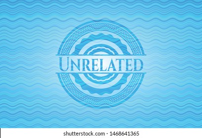 Unrelated light blue water style badge. Vector Illustration. Detailed.