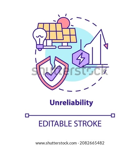 Unreliability concept icon. Renewable energy disadvantage abstract idea thin line illustration. Dependence on atmospheric conditions. Vector isolated outline color drawing. Editable stroke