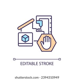 Unreliable equipment RGB color icon. Quality control. Stop manufacturing process. Machinery insecurity. Workplace safety. Isolated vector illustration. Simple filled line drawing. Editable stroke