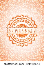 Unreperesentative orange mosaic emblem with background