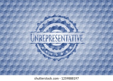 Unrepresentative blue emblem with geometric background.