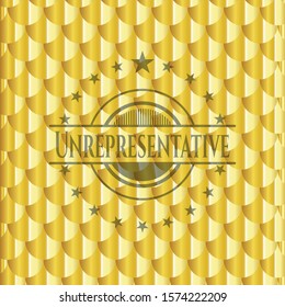 Unrepresentative gold shiny emblem. Scales pattern. Vector Illustration. Detailed.