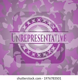 Unrepresentative pink written on a camouflage texture. Vector Illustration. Detailed. 