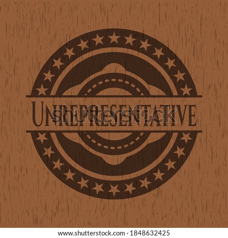 Unrepresentative realistic wood emblem. Vector Illustration. 