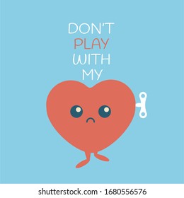 Unrequited love isolated illustration. broken heart & sadness vector . looking lost & depression. dont play with my heart sweet cute icon carton. sad love & Betrayal flat design symbol or simple sign