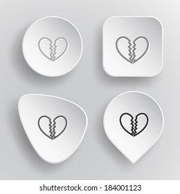 Unrequited love. White flat vector buttons on gray background.