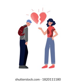 Unrequited, One Sided Love, Teenage Puberty Problems Concept Vector Illustration