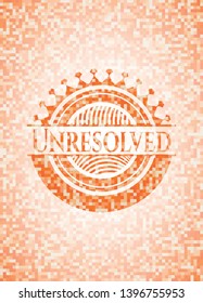 Unresolved orange mosaic emblem. Vector Illustration. Detailed.
