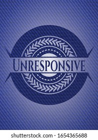 Unresponsive emblem with jean texture. Vector Illustration. Detailed.