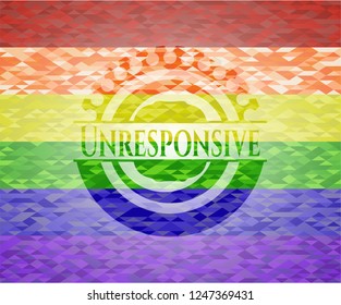 Unresponsive on mosaic background with the colors of the LGBT flag