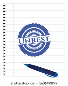 Unrest with pen strokes. Blue ink. Vector Illustration. Detailed.