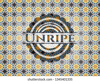 Unripe arabic badge. Arabesque decoration.