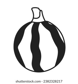 Unripe pumpkin rural black and white 2D cartoon object. Autumn harvest farming. Vegetable veggie isolated vector outline item. Thanksgiving fall. November autumnal monochromatic flat spot illustration