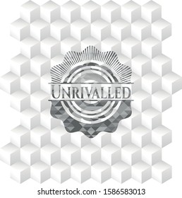 Unrivalled grey emblem with cube white background