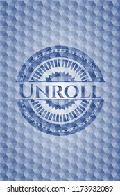 Unroll blue emblem with geometric pattern.