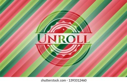 Unroll christmas badge background. Vector Illustration. Detailed.