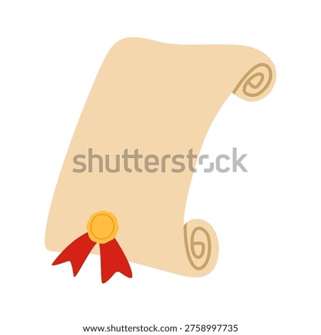 Unrolled Diploma Parchment Scroll Illustration