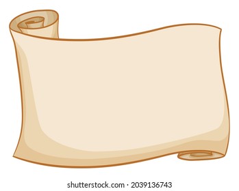 Unrolled scroll with colored outlines in cartoon style, isolated over white background.