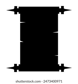 Unrolled scroll silhouette isolated on white background