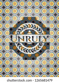 Unruly arabic badge. Arabesque decoration.