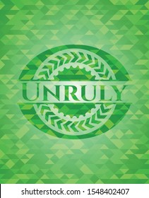 Unruly realistic green mosaic emblem. Vector Illustration. Detailed.