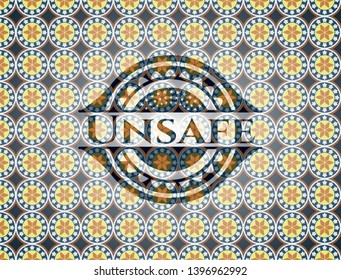 Unsafe arabesque badge. arabic decoration.