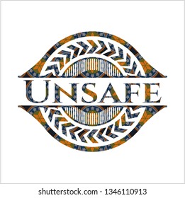 Unsafe arabic emblem. Arabesque decoration.