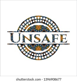 Unsafe arabic emblem background. Arabesque decoration.