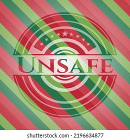 Unsafe christmas colors emblem. Vector Illustration. Detailed. 