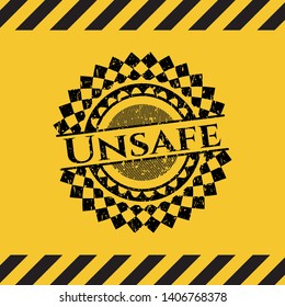 Unsafe grunge warning sign emblem. Vector Illustration. Detailed.