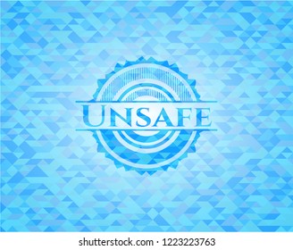 Unsafe light blue mosaic emblem