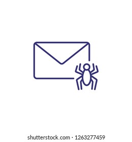 Unsafe mail line icon. Envelope with bug on white background. Security concept. Vector illustration can be used for topics like program, system, technology, internet, web