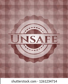 Unsafe red geometric pattern emblem. Seamless.