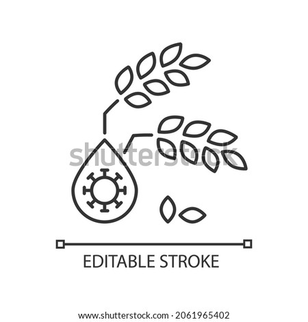 Unsafe water linear icon. Polluted water leads to harvest damage. Food insecurity and hunger. Thin line customizable illustration. Contour symbol. Vector isolated outline drawing. Editable stroke