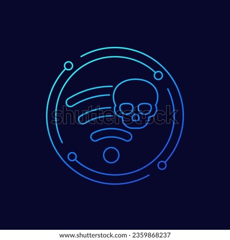 Unsafe wi-fi connection icon, insecure network or hotspot, linear design