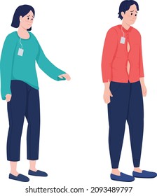 Unsatisfied buyer semi flat color vector character set. Posing figure. Full body people on white. Bad fitted clothing isolated modern cartoon style illustration for graphic design and animation bundle